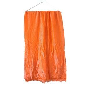 Metallic Orange Rayon Large Rectangular Scarf w/ Fringes